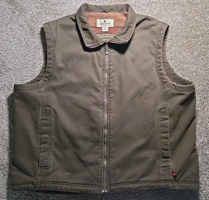 Woolrich Mens Dorrington Brown Canvas Vest Fleece Lined Full Zip XXL Workwear 2X - Picture 1 of 11