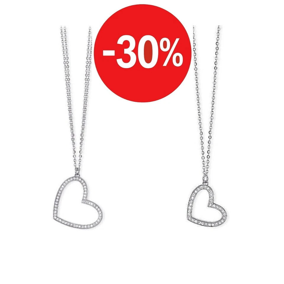 Collana lunga e girocollo donna acciaio cuore cristalli 2Jewels 251663 251664 - Immagine 1 di 1
