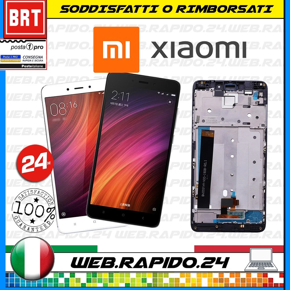 DISPLAY LCD+TOUCH SCREEN+FRAME PER XIAOMI REDMI NOTE 4 SCHERMO VETRO NERO BIANCO - Immagine 1 di 1