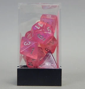 Chessex Polyhedral game dice set OOP Pink Glitter Borealis 27404 - Picture 1 of 3