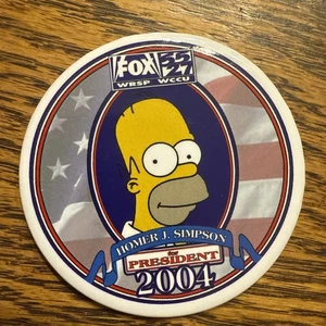 Homer Simpson For President 2004 Television Show 3”  Button Pin Fox News - Picture 1 of 3