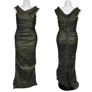 Rickie Freeman for Teri Jon Size 14 Metallic Jacquard Gown Formal Dress - Picture 1 of 12