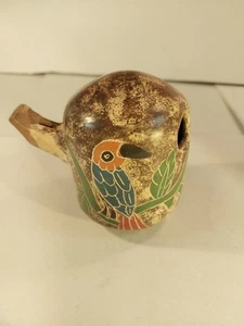 Keramik Pfeife / Pfeifgefäß Mexiko oder Mittelamerika mit Tukan ohne Chips - Bild 1 von 6