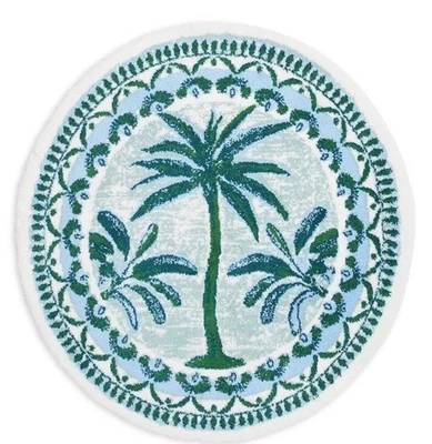 Alfombra de baño Abyss Fili, 31" redonda ~ patrón de palmera ~ verde/azul ~ Portugal. $625 Foto 1 de 4