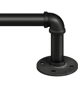 1 Inch around Industrial Pipe Curtain Rod  66" to 120" Indoor/outdoor Black - Picture 1 of 5