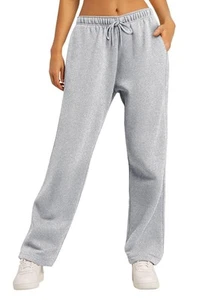 Women's Wide Leg Sweatpants Fleece Lined Baggy Straight Leg Lounge Pants Fall... - Picture 1 of 5