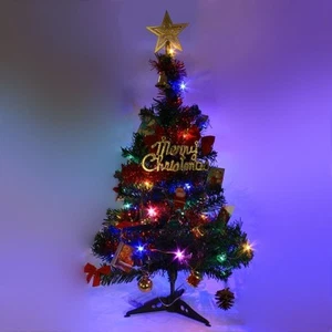 2 FT Tabletop Artificial Small Mini Christmas Tree with LED Light & Ornaments - Picture 1 of 8