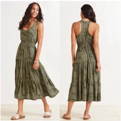 Maxi Vestido Sundry X Evereve Camuflado en Niveles Talla XS 0 2 Espalda Corredora Verde Sin Mangas Foto 1 de 4