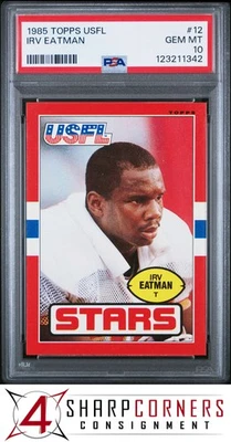 1985 TOPPS USFL #12 IRV EATMAN RC PSA 10 - Image 1 of 3