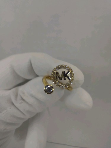 Anello donna Michael Kors gioielli tono oro cristallo estremità aperta misura 7