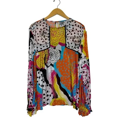 Top en blanco Bl^nk London Anthropologie Miranda campesino colorido ecléctico talla MD Foto 1 de 4