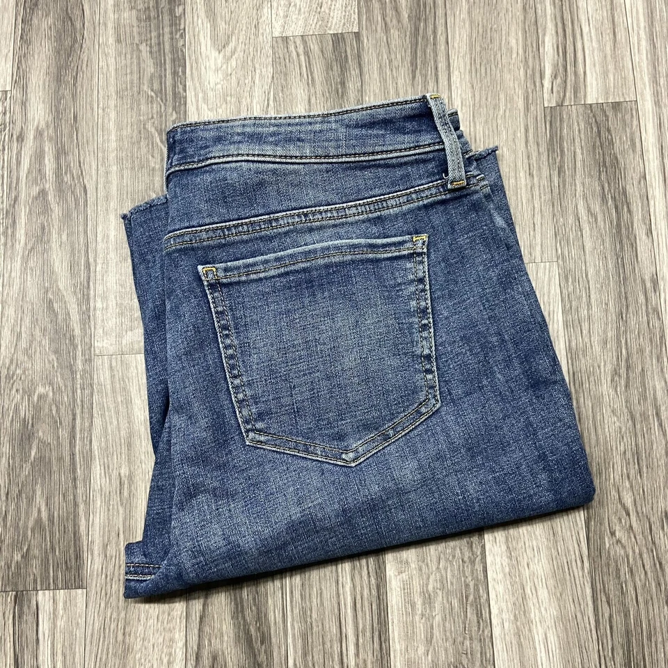 NYDJ Mid Rise Dark Wash Blue Denim Cut Off Jean Shorts Women's Size 8 - Image 1 of 4