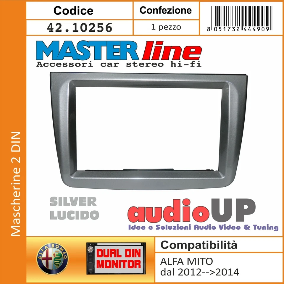 MASTERLINE MASCHERINA AUTORADIO 2 DIN ALFA ROMEO MITO FINO AL 2012. ADATTATORE DOPPIO DIN