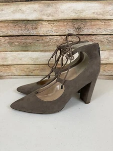 Unisa Womens Shoes High Heels 8M Tan Suede Tie Front Closed Toe Pointed Padded - Picture 1 of 7