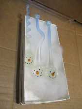 VTG  SNOWMAN FROSTED GLASS TEARDROP ORNAMENT SET OF 3