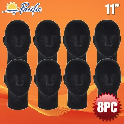 Male FOAM black MANNEQUIN head display wig hat glasses 8pc - Image 1 of 3
