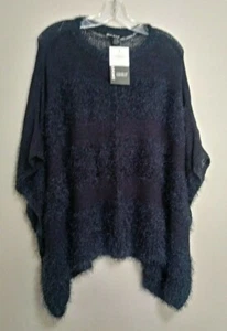 NEW-DKNY JEANS Women's Poncho knit sweater, Color Mood Indigo SIZE: L/XL $ 89.50 - Picture 1 of 5