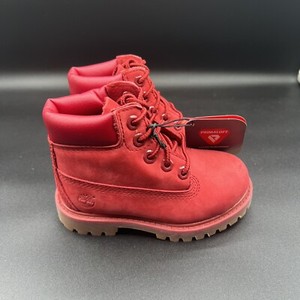 TIMBERLAND PREMIUM 6 INCH WATERPROOF BOOTS DARK RED NUBUCK TODDLER SIZE 8.