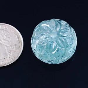 Loose Gemstone Natural Aquamarine Hand Carved Fancy Round Gemstone A1759 - Picture 1 of 3