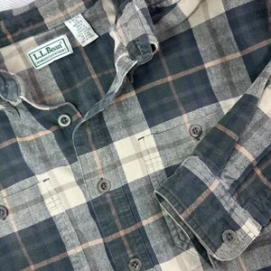 VINTAGE LL Bean Chamois Cloth Shirt Men's L arge Plaid Cotton Flannel Shacket - Picture 1 of 6