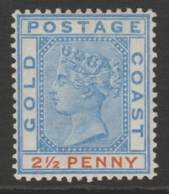 Gold Coast QV MINT 1884-91 2½d ultramarine and orange sg14 - Image 1 of 2