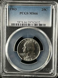 1963  25C Washington Quarter Dollar PCGS MS66   39762632 - Picture 1 of 2