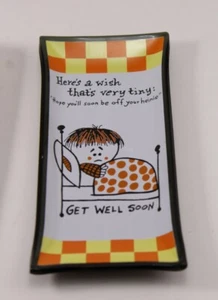 Bandeja de vidrio humorístico vintage Houze Art Glass Get Well Soon Bájate de tu Heinie - Imagen 1 de 5