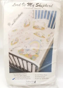 Herrschers Loving Shepard 05-3105 Crib Sheet & Pillow Case Stamped Cross Stitch - Picture 1 of 2