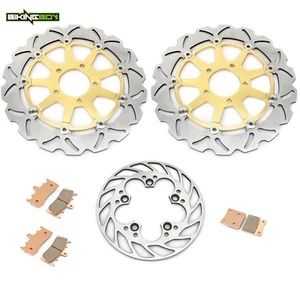 Front Rear Brake Rotors Disc Pads For Suzuki GSXR750 1996-1999 TL1000R 1998-2003 - Picture 1 of 13