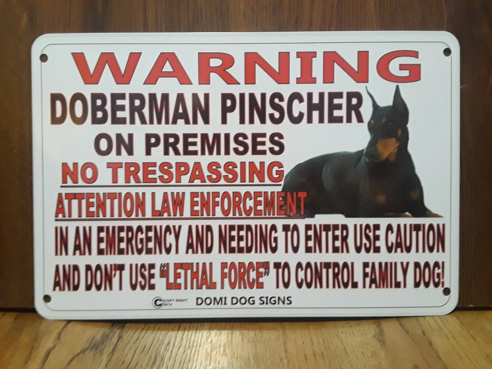 Metal Warning Doberman Pinscher For FENCE ,Beware Of Dog 8"x12"  - Image 1 of 1