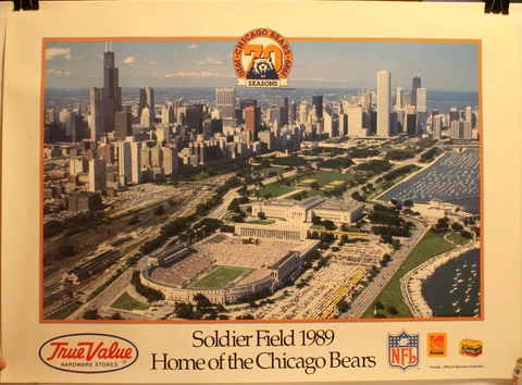 1989 Chicago Bears Soldier Field 19 x 26" Poster Kodak NFL True Value Cover