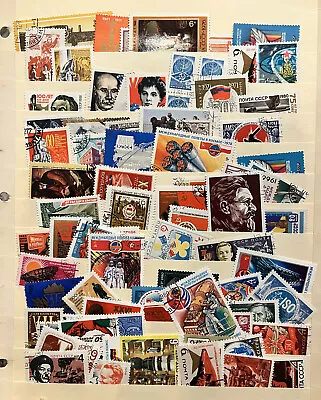 AMAZING RUSSIA USSR LOT OF STAMPS STUFFED IN A STOCK PAGE, MOSTLY DIFFERENT - Image 1 of 4