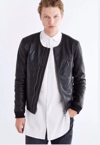 Urban Outfitters Your Neighbors Jonas Leather Black Moto Jacket Small MSRP $249 - Picture 1 of 6