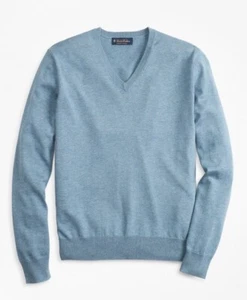 Brooks Brothers Supima Cotton V-Neck Sweater Mens XL Blue Pullover $89.50 EUC - Picture 1 of 8