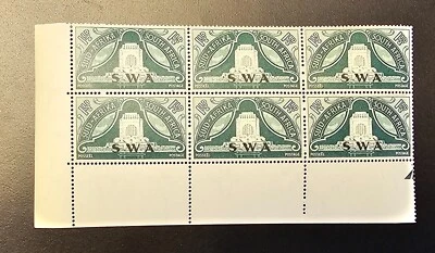 Sudáfrica Sudoeste Namibia 1949 Voortrekker Monument SG 142 KGVI 11/2d BLOQUE de 6  Foto 1 de 4