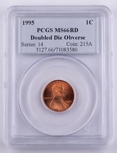Certified 1995 Lincoln Cent PCGS MS66 RD DDO Double Die Obverse Memorial 1c - Picture 1 of 5
