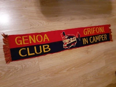 SCIARPA SCARF VINTAGE FOOTBALL CALCIO GENOA CLUB GRIFONI IN CAMPER - Immagine 1 di 2