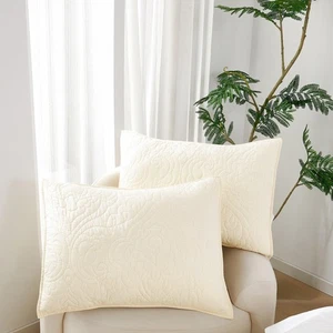 Set of 2 100% Cotton King Pillow Shams - Cream Decorative Bed Shams King Size... - Picture 1 of 6