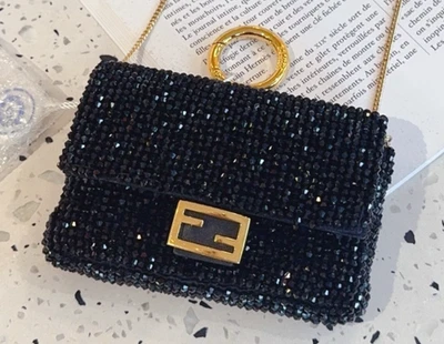 Fendi nano baguette Negro Cuentas Cadena Cartera Bolso de Hombro Bandolera Foto 1 de 4