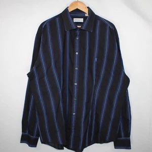 Yves Saint Laurent Langarm Hemd Doppelmanschette gestreift blau Herren 2XL modifiziert - Bild 1 von 12