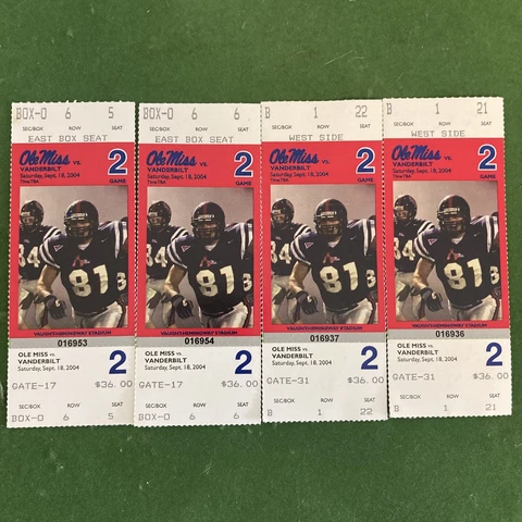 4- 2004 Ole Miss Rebels vs Vanderbilt Football tickets￼ tickets￼ Cover