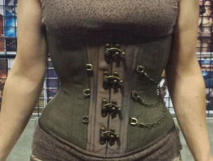 Timeless Trends Corset 22 Victorian Steampunk Underbust Hourglass, Brown &Bronze - Picture 1 of 13