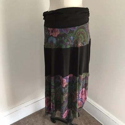 Maxi Falda Max Mara Marrón Acanalado Floral Italia 44 Foto 1 de 4