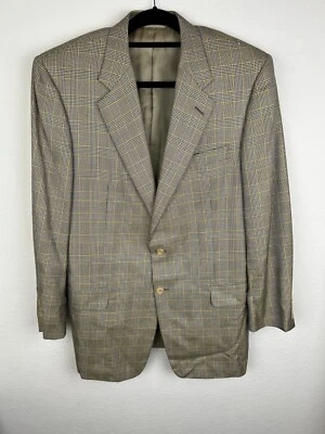 Мужской блейзер Hickey Freeman 42 л черный/желтый Oakbrook шелковая шерсть клетчатый клетчатый чековый карман - Изображение 1 из 4