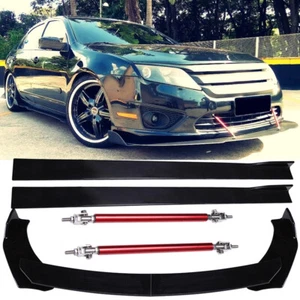 Front Bumper Lip Spoiler Splitter/ Side Skirt/ Strut Rods For Ford Fusion 06-20 - Picture 1 of 12