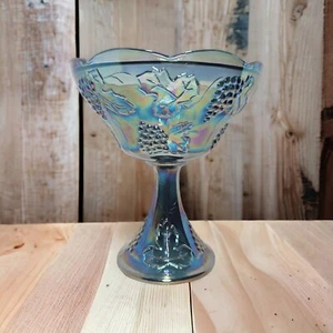 Vintage Indiana Glass Blue Harvest Grape Carnival Glass Bowl - Picture 1 of 7