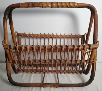 Revista Vintage Bambú Ratán Mimbre Boho Chic Mediados de Siglo Moderno Detalles Foto 1 de 4