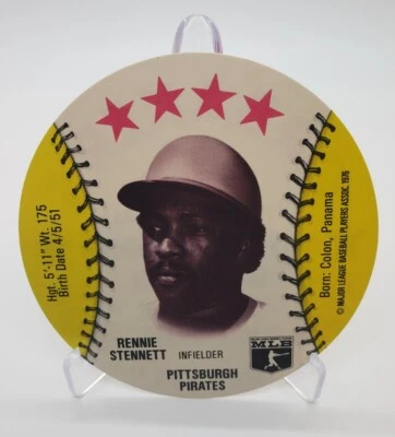 Rare 1976 Rennie Stennett Orbaker’s MSA Disc Pittsburgh Pirates Low Grade  - Image 1 of 4