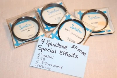 Vtg 4Pc Spiratone 55mm Soft Surround, Diffuser, Parallel, 2SQ Cross, FILTER SET - Image 1 of 4