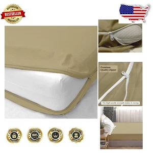 Ultra-Soft Microfiber Zippered Fitted Sheet in Taupe - Fits 15" Deep Mattresses - Picture 1 of 9
